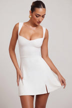 Chic Sweetheart Neckline Mini Dress in White