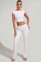 Chic Mid-Rise Straight Leg Trousers in White