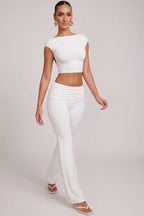 Chic Mid-Rise Straight Leg Trousers in White