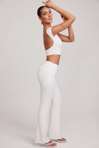Chic Mid-Rise Straight Leg Trousers in White