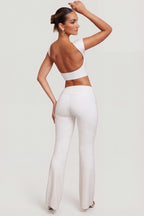 Chic Mid-Rise Straight Leg Trousers in White