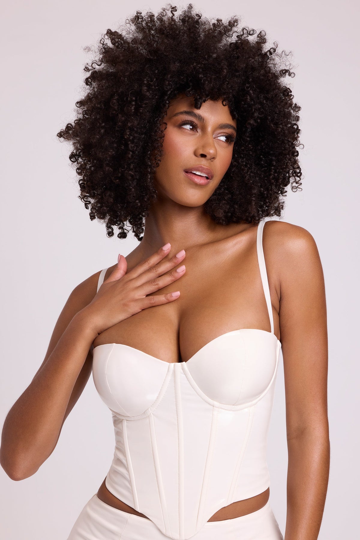 Chic Vinyl Underwired Corset Crop Top in White