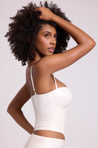 Chic Vinyl Underwired Corset Crop Top in White