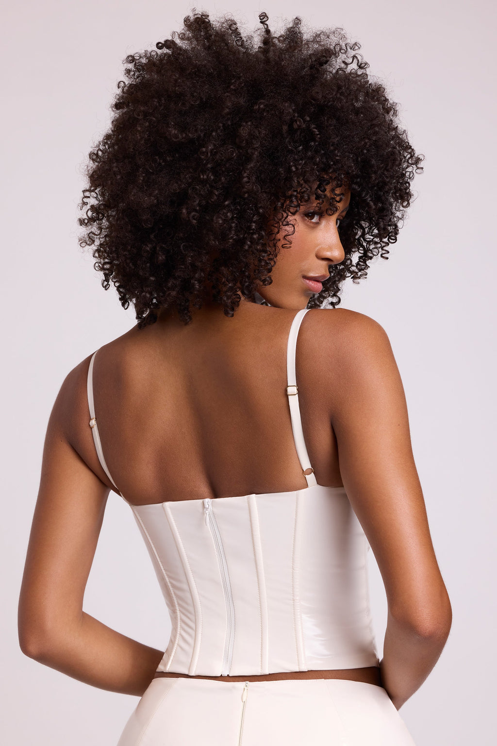 Chic Vinyl Underwired Corset Crop Top in White