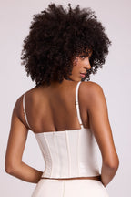 Chic Vinyl Underwired Corset Crop Top in White