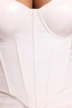 Chic Vinyl Underwired Corset Crop Top in White