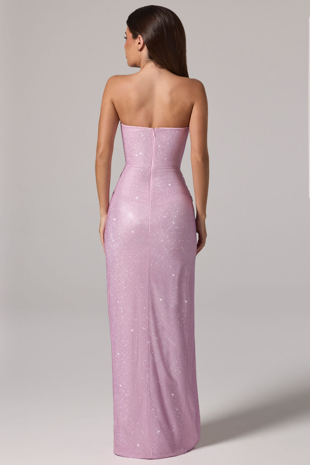 Chic Embellished Bandeau Cowl-Waist Maxi Dress in Lavender
