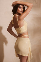 Chic Embellished Strap Detail Mini Skirt in Gold