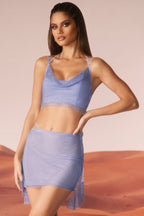 Chic Embellished Cowl Neck Corset in Blue