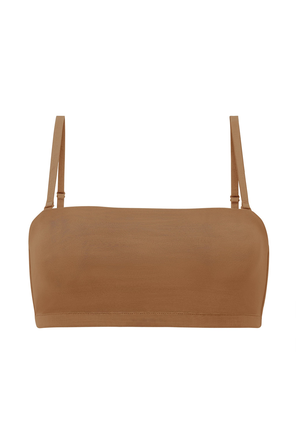Chic Soft Mesh Bandeau Bra in Almond