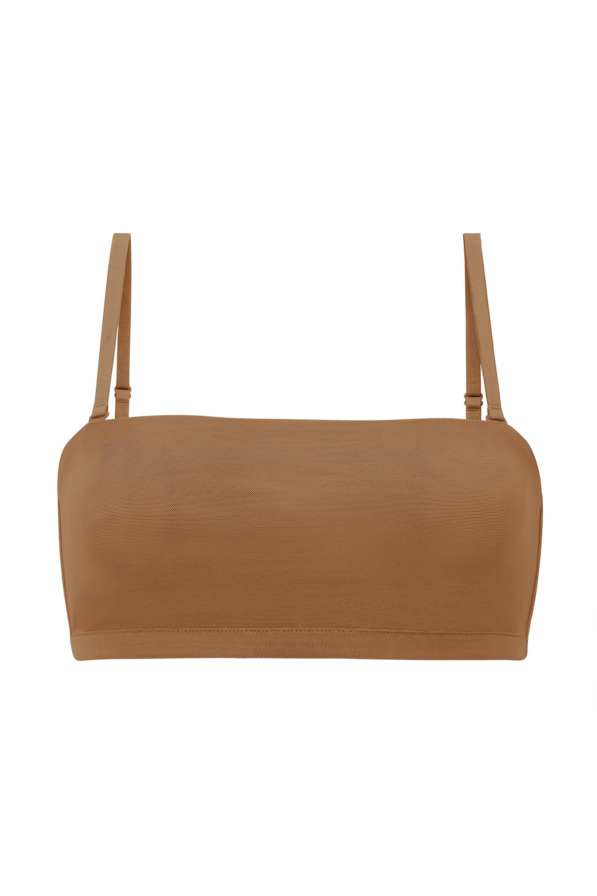 Chic Soft Mesh Bandeau Bra in Almond