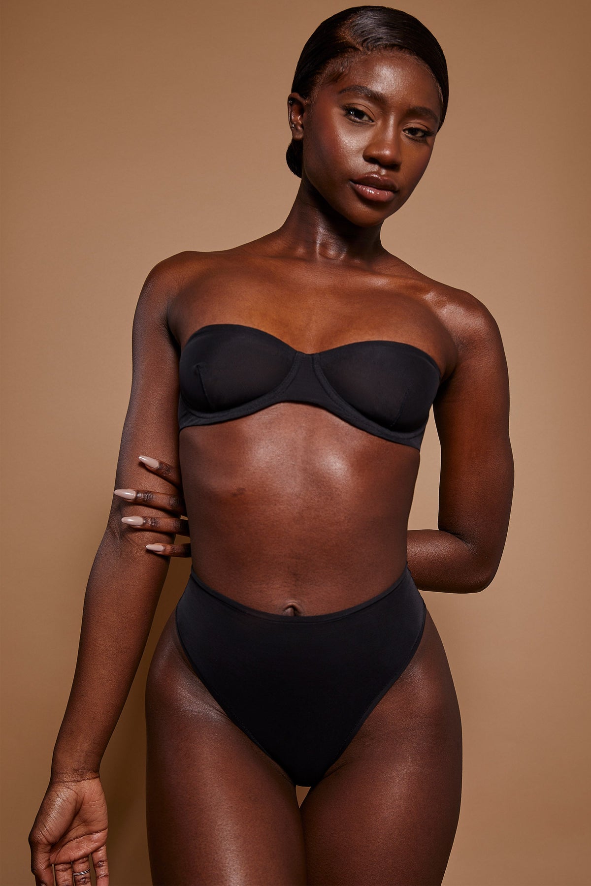 Chic Soft Mesh High Waisted Knicker in Black