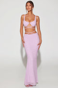 Chic Embellished Strappy Maxi Skirt in Lilac