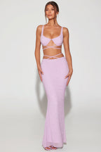 Chic Embellished Strappy Maxi Skirt in Lilac