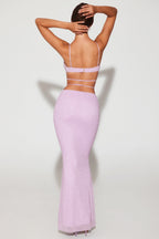 Chic Embellished Strappy Maxi Skirt in Lilac