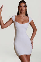 Chic Sweetheart Neckline Cap Sleeve Mini Dress in White
