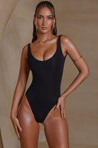 Chic Scoop Neck Bodysuit in Black