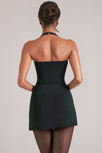 Chic Mid-Rise Bodycon Ultra Mini Skirt with Split in Black