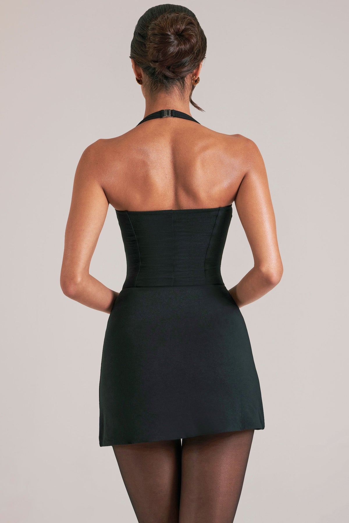 Chic Mid-Rise Bodycon Ultra Mini Skirt with Split in Black