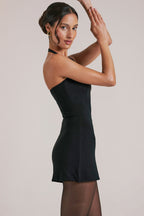 Chic Mid-Rise Bodycon Ultra Mini Skirt with Split in Black