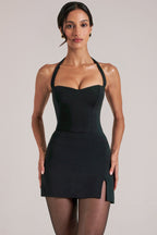 Chic Mid-Rise Bodycon Ultra Mini Skirt with Split in Black