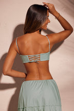 Chic Lace Up Back Cropped Corset in Pastel Green