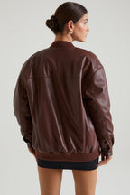 Chic Faux Leather Jacket in Brown