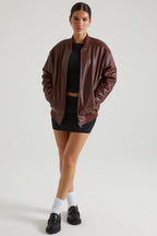 Chic Faux Leather Jacket in Brown