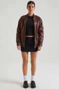 Chic Faux Leather Jacket in Brown