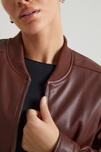 Chic Faux Leather Jacket in Brown