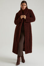 Chic Long Shearling Coat in Brown