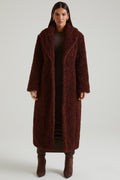 Chic Long Shearling Coat in Brown
