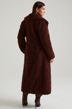 Chic Long Shearling Coat in Brown