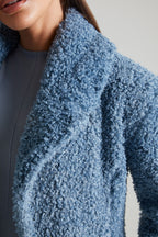 Chic Long Shearling Coat in Blue