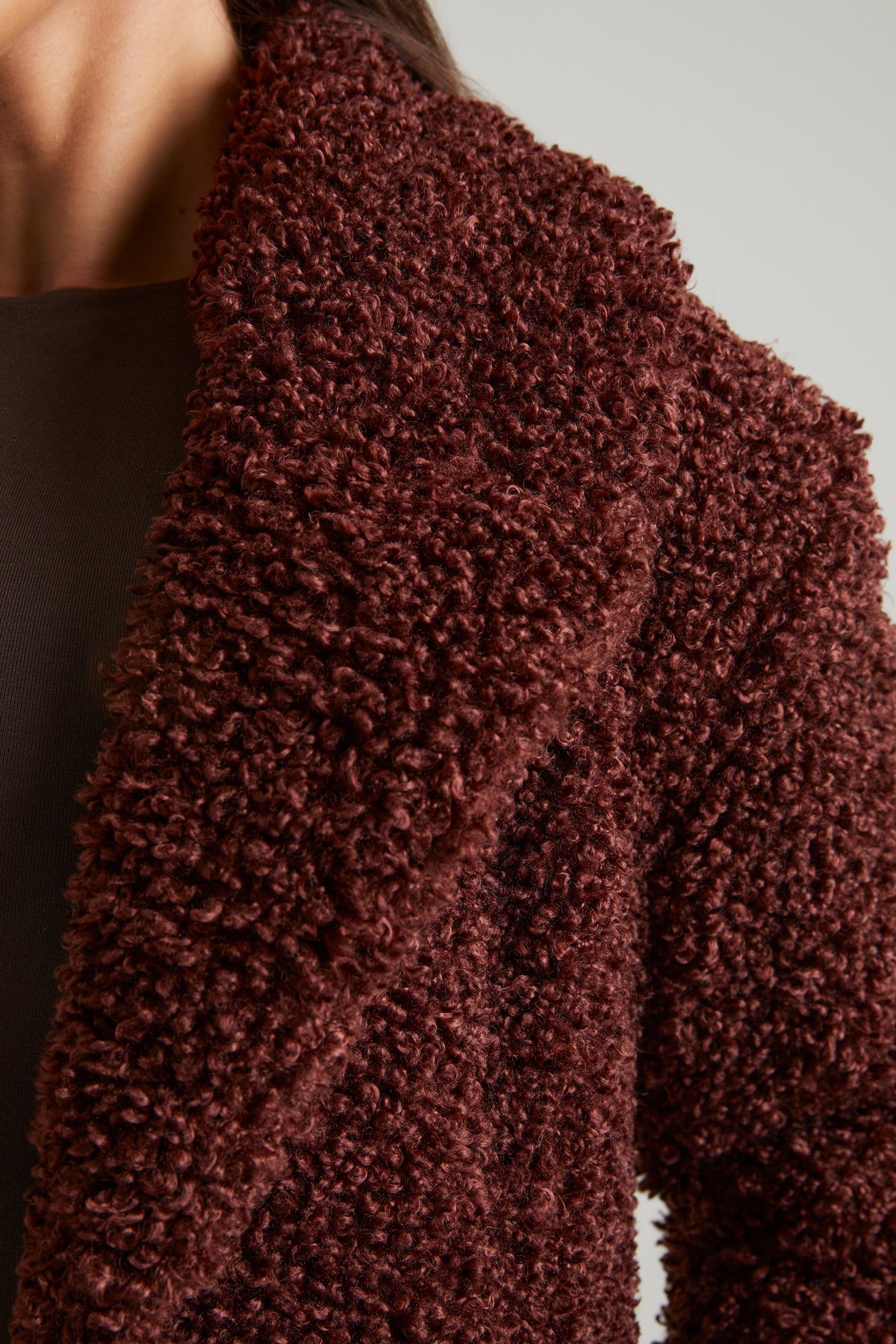 Chic Long Shearling Coat in Brown