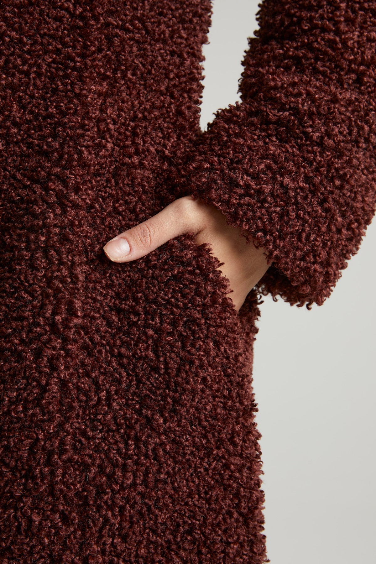 Chic Long Shearling Coat in Brown