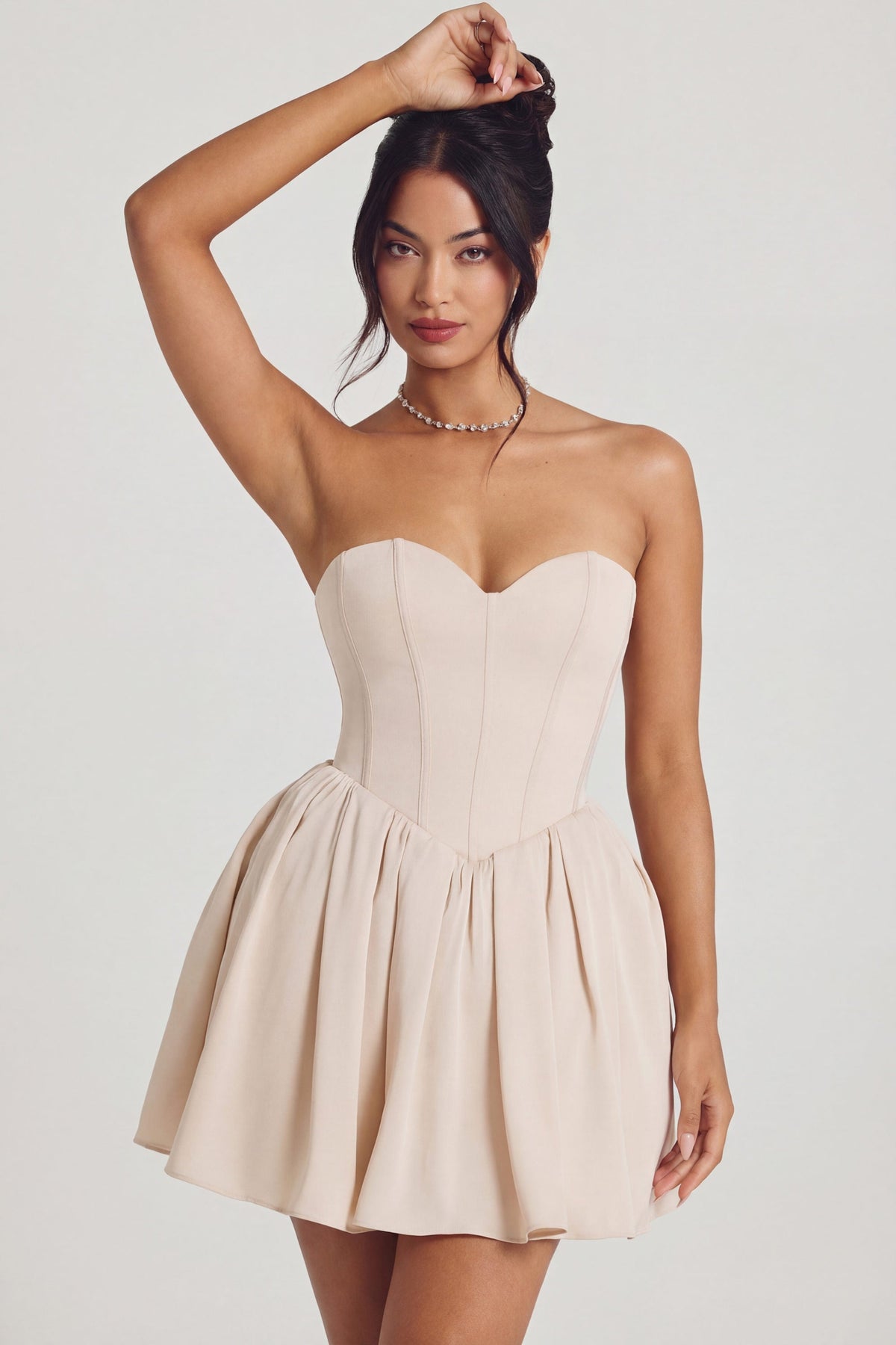 Chic Corset Tulle Mini Dress in Ivory