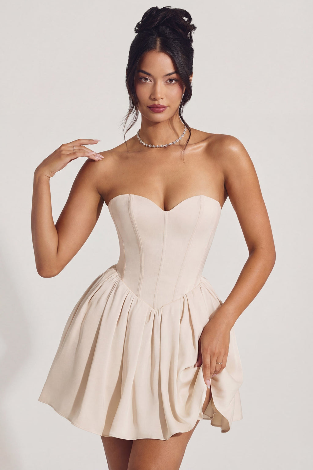 Chic Corset Tulle Mini Dress in Ivory