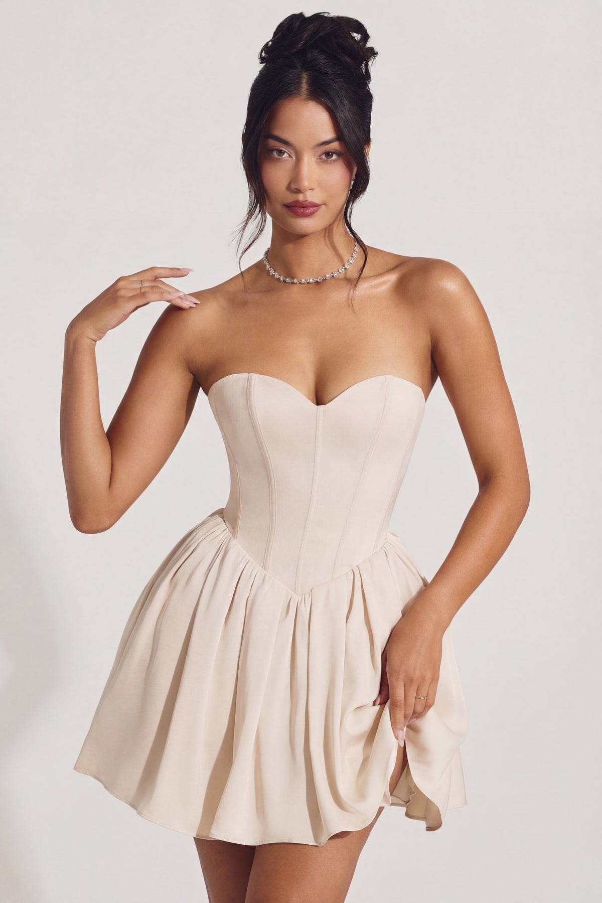 Chic Corset Tulle Mini Dress in Ivory