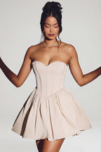 Chic Corset Tulle Mini Dress in Ivory