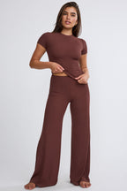 Chic Tall Mid Rise Wide Leg Trouser in Chocolate