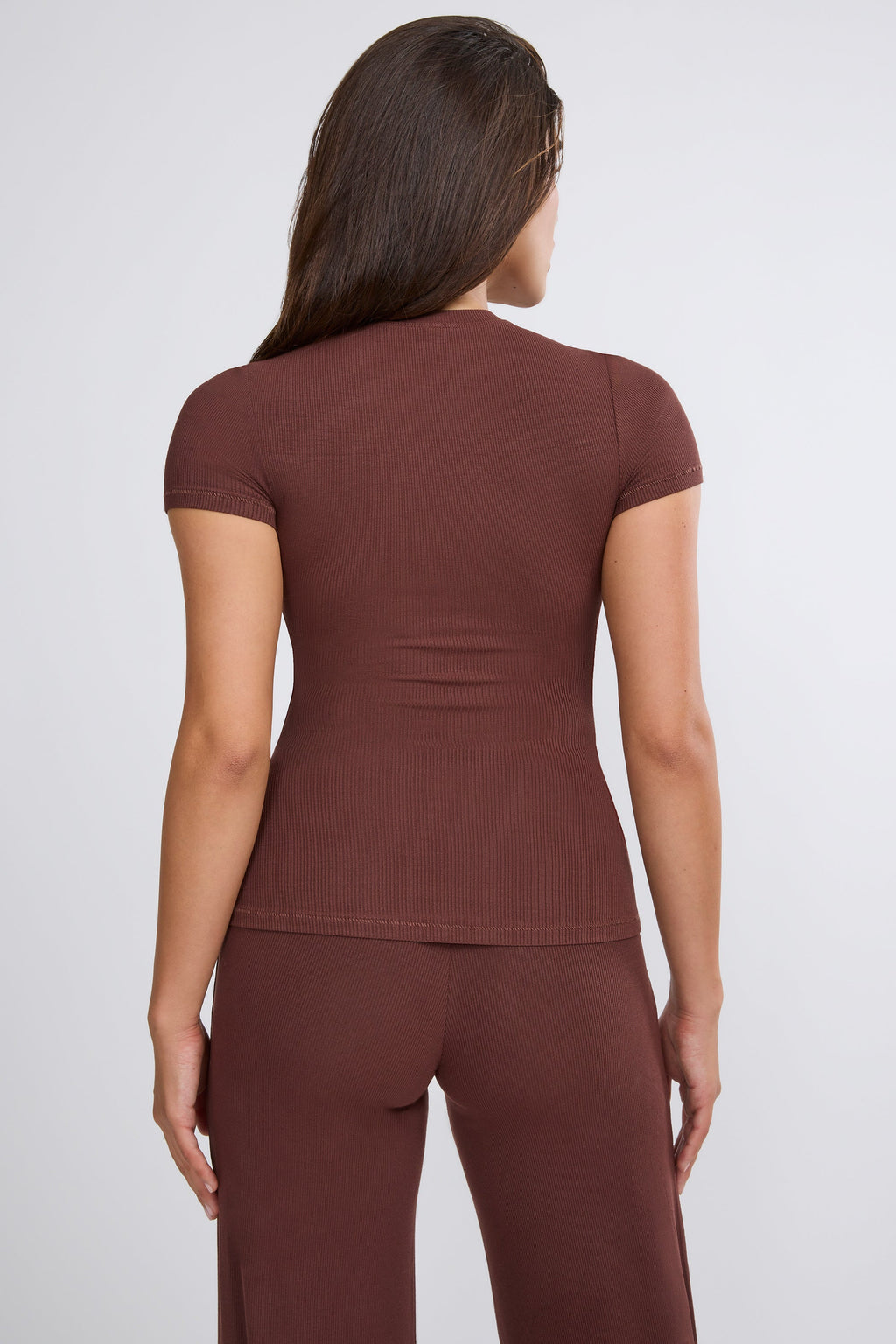 Chic Tall Mid Rise Wide Leg Trouser in Chocolate