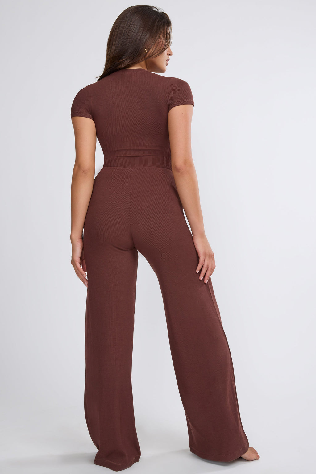 Chic Tall Mid Rise Wide Leg Trouser in Chocolate