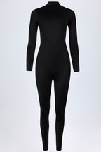 Chic High Neck Long Sleeve Jumpsuit in Black