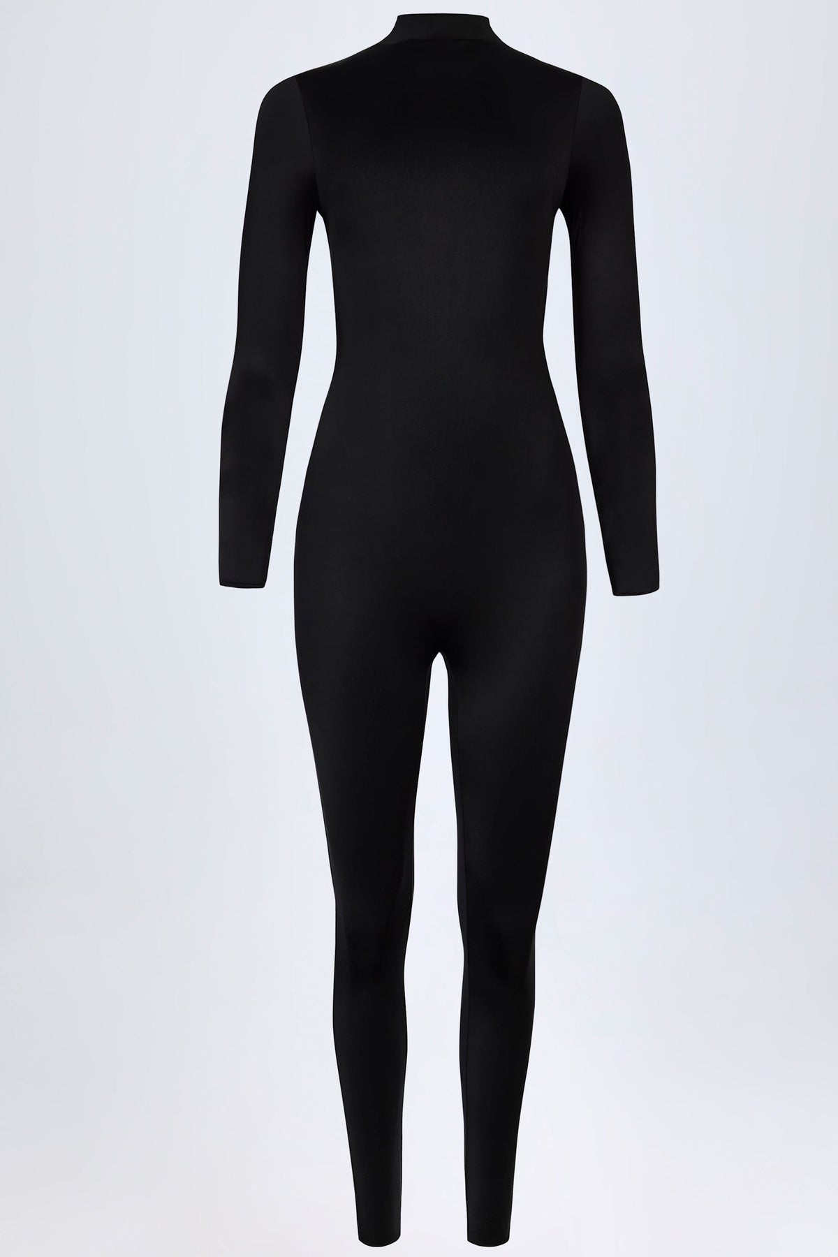 Chic High Neck Long Sleeve Jumpsuit in Black