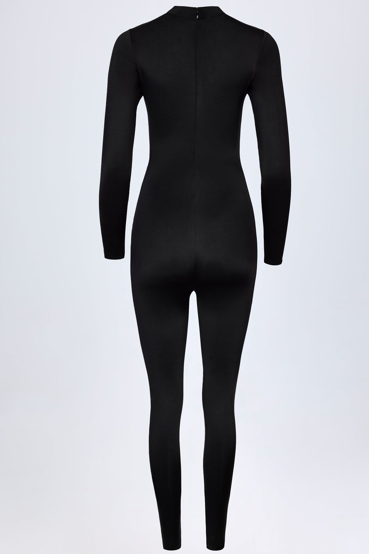 Chic High Neck Long Sleeve Jumpsuit in Black