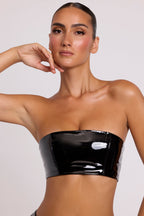 Chic Vinyl Bandeau Bralette in Black