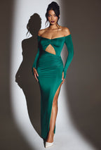 Chic Cut Out Maxi Dress in Emerald Green