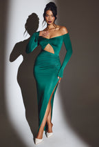 Chic Cut Out Maxi Dress in Emerald Green