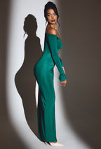 Chic Cut Out Maxi Dress in Emerald Green